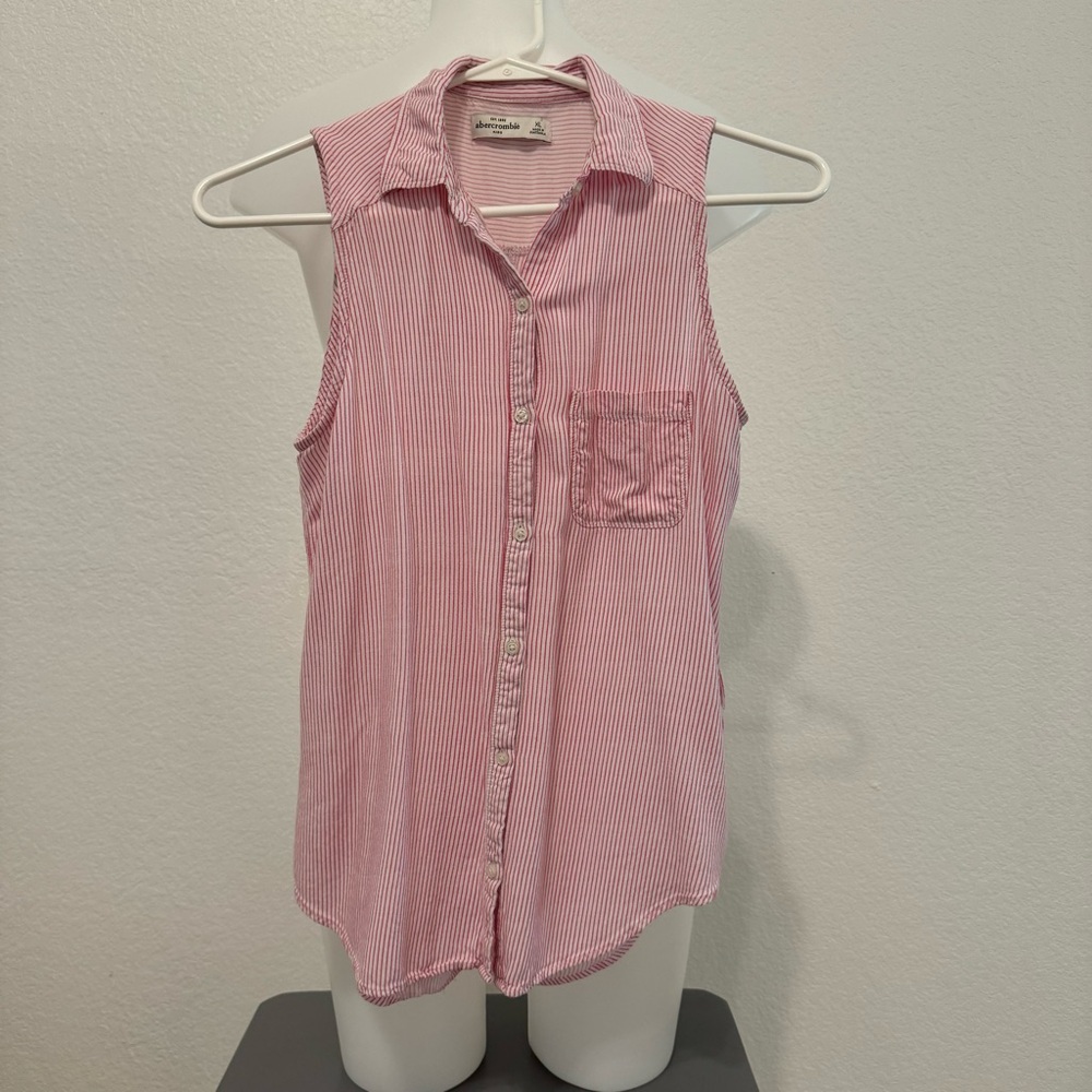 Abercrombie Kids Girls Button down collared tank top blouse size XL 11/12